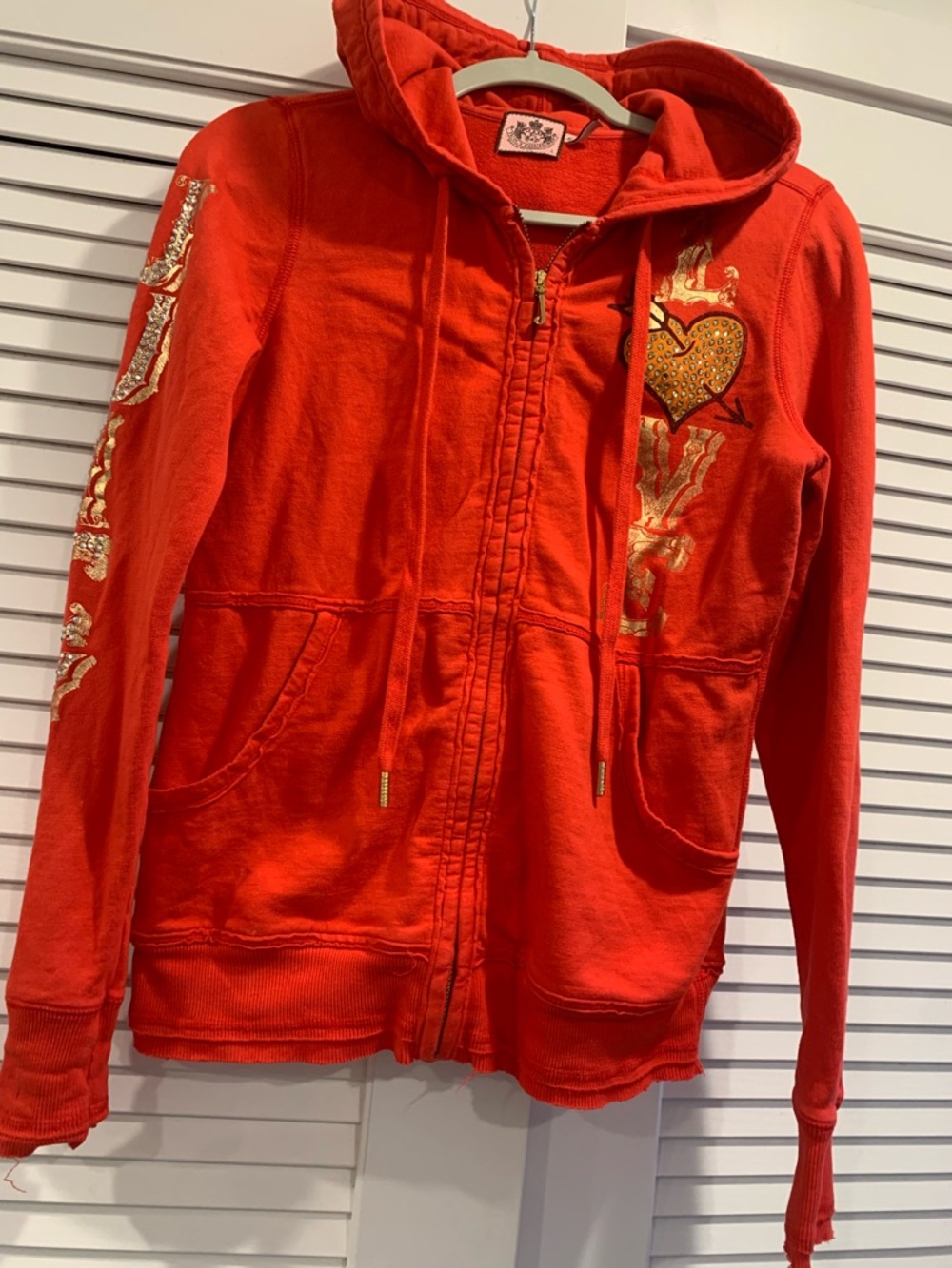 Vintage Y2K Juicy Couture 100% cotton LOVE hoodie glitter casual preppy Large